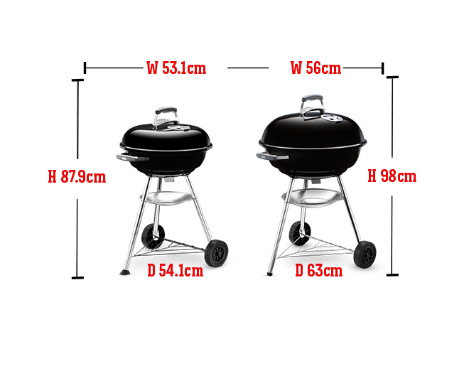 Weber Bar-B-Kettle Charcoal Barbecue, 47cm | BBQ Grill with Lid Cover,  Tripod Stand & Wheels | Freestanding Outdoor Oven & Cooker with