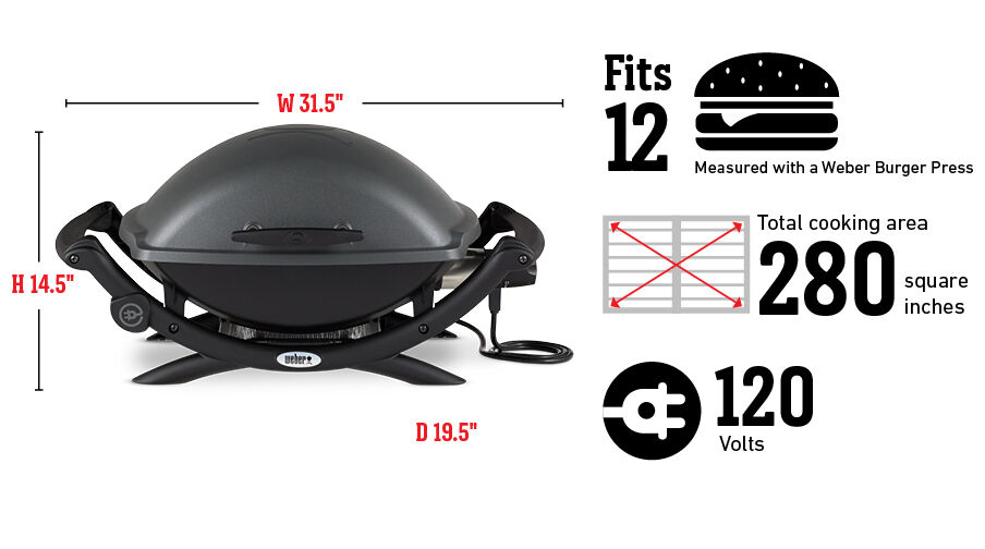 Weber 55020001 Q 2400 Electric Grill , Grey, Gray