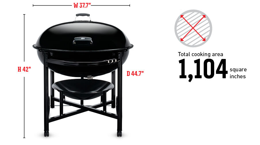 Weber Grills Ranch Kettle 37-Inch Charcoal BBQ Grill - Black - 60020