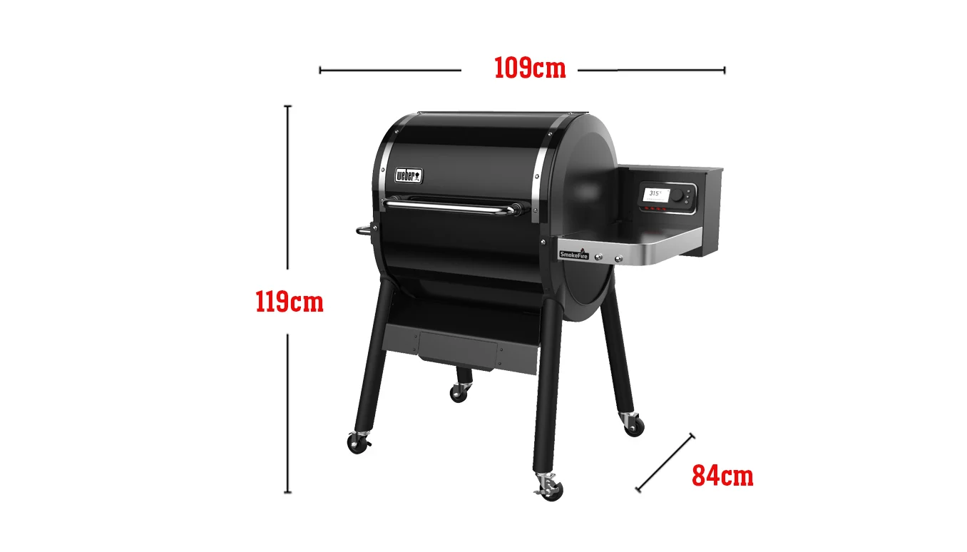 Capacidad para 13 hamburguesas medidas con una prensa para hamburguesas Weber, área de cocción total de 4316 cm², tecnología de cocción inteligente Weber Connect