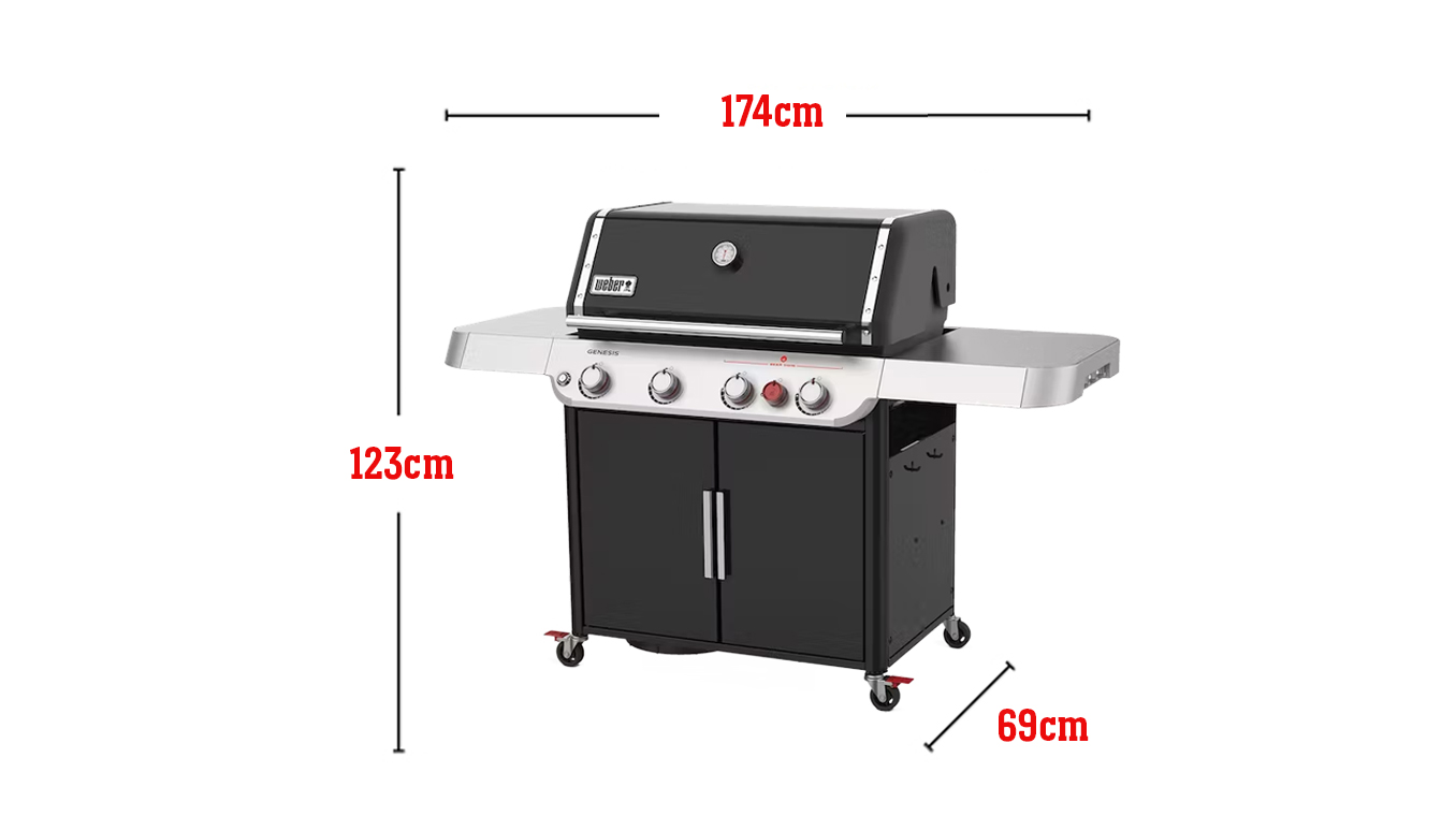 Passend für 20 Burger-Pattys aus der Weber Hamburgerpresse, 4.316 cm² große Grillfläche, 39.000-BTU-Brenner, Sear Zone, Seitenbrenner